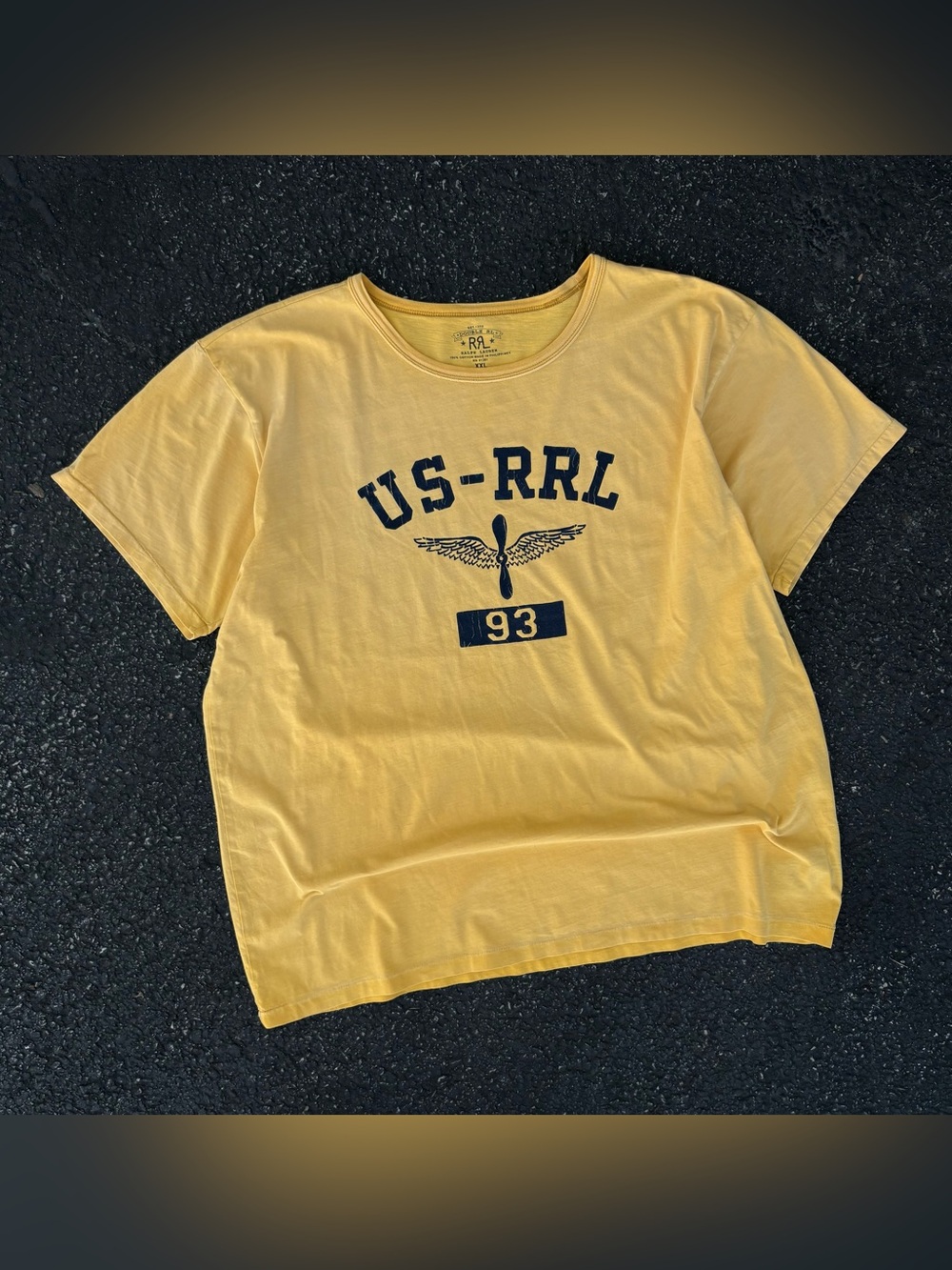 RRL Double RL Ralph Lauren Graphic T-Shirt Men XXL Yellow US-RRL 93 Propeller